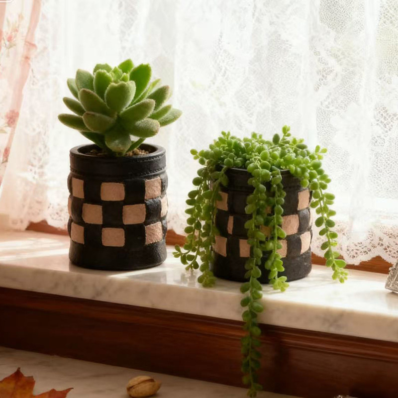 创意仿皮革花盆仙人球多肉绿植物盆栽客厅阳台办公室工位桌面装饰,淘宝优惠券,粉丝福利购,淘宝优惠卷