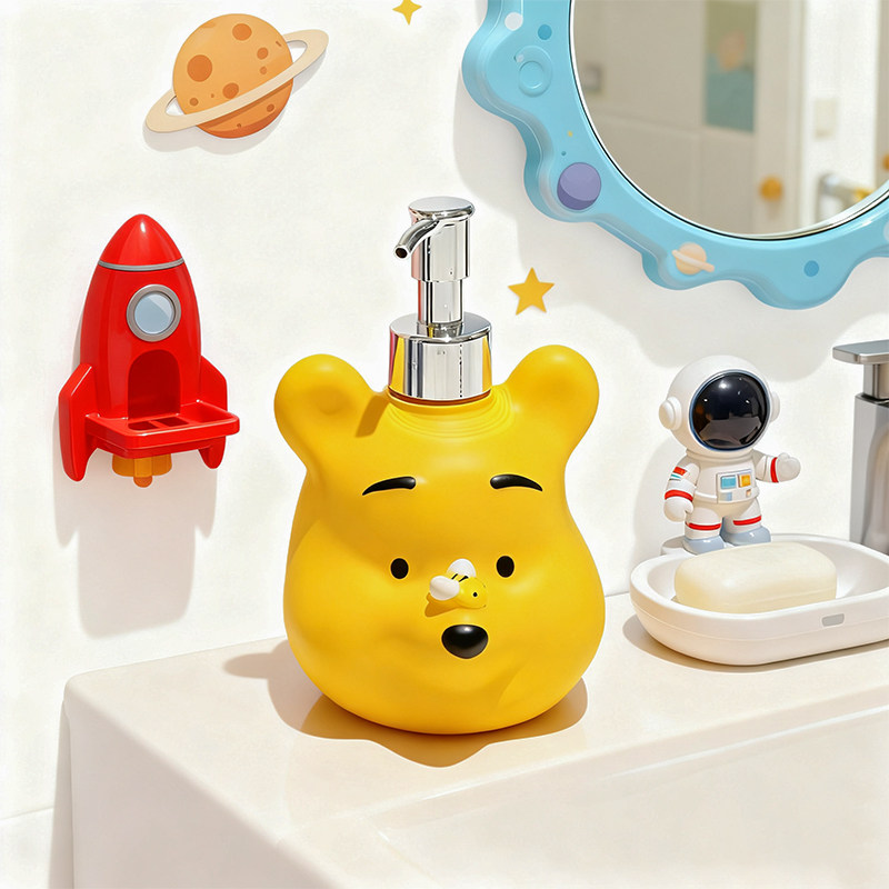 卡通可爱小能按压瓶乳液空瓶卫生间洗发水沐浴露分装瓶洗手液瓶子,淘宝优惠券,粉丝福利购,淘宝优惠卷