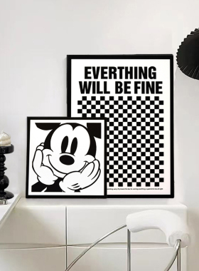 卡通黑白米奇老鼠装饰画摆件