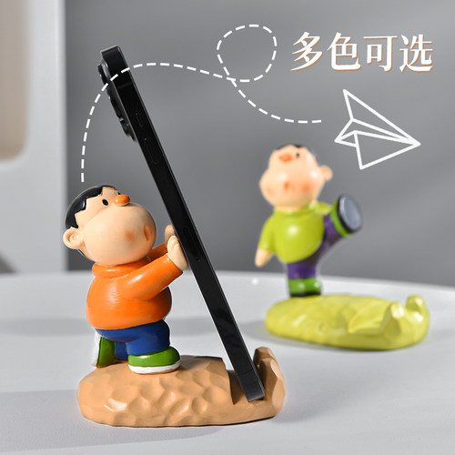 新款胖虎手机支架懒人手机座可爱桌面摆件创意办公室工位潮玩礼物 - 图2