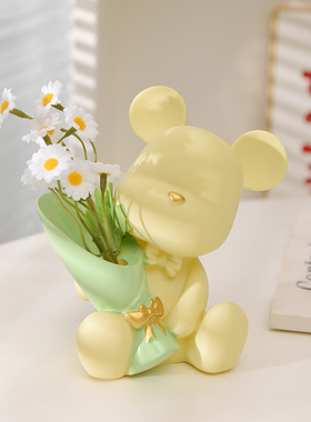创意小熊仿真插花玄关桌面摆件