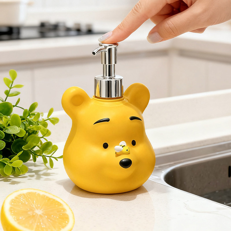 卡通可爱小能按压瓶乳液空瓶卫生间洗发水沐浴露分装瓶洗手液瓶子,淘宝优惠券,粉丝福利购,淘宝优惠卷