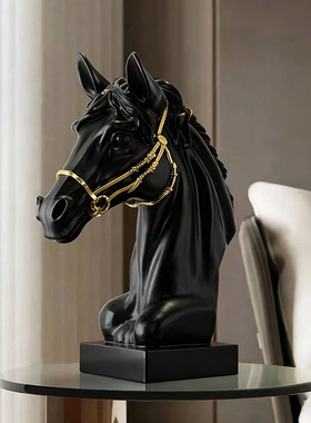 马到成功酒柜电视柜摆件高级感