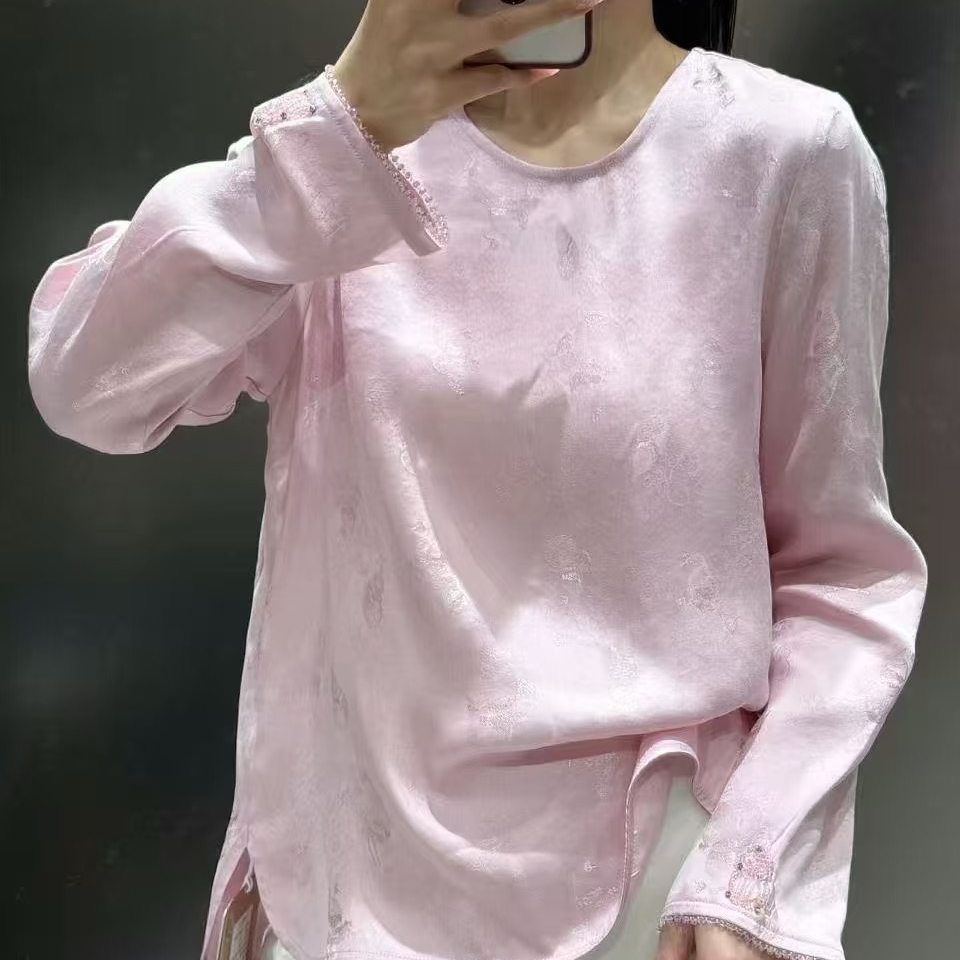 2026新款新中式提花印花国风气质优雅圆领网红时尚休闲长袖上衣女,淘宝优惠券,粉丝福利购,淘宝优惠卷