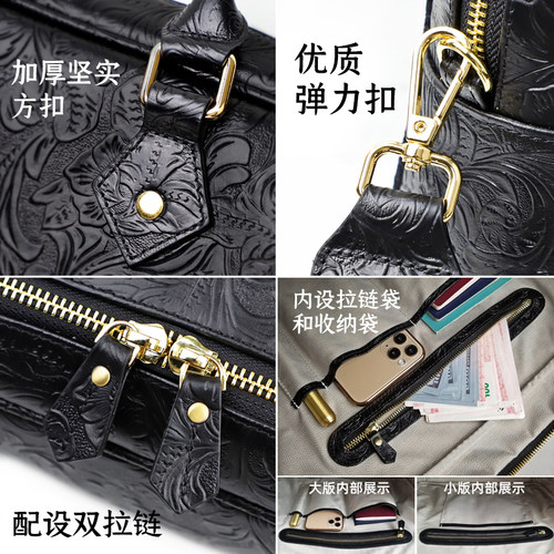 手工真皮男士手提包手拿包头层牛皮商务电脑公文包大容量斜跨包潮 - 图2