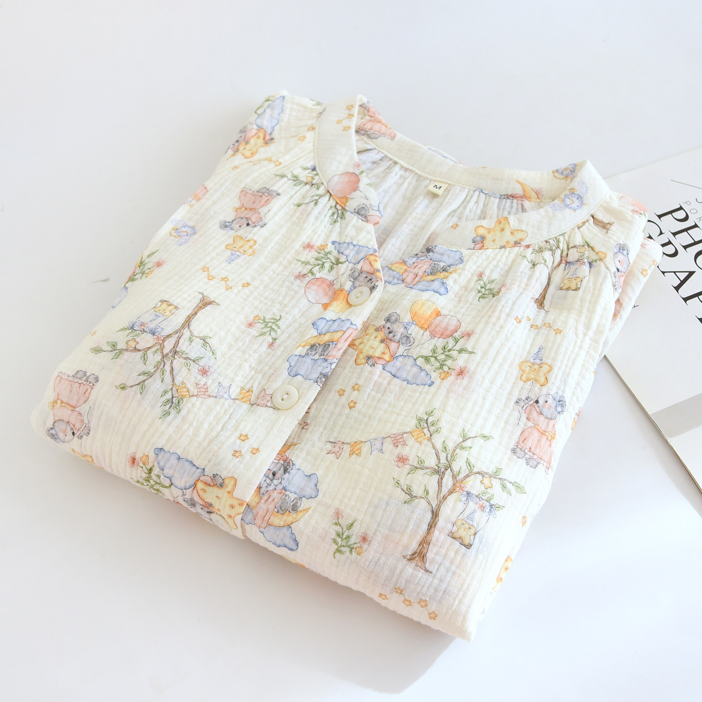 纯棉纱布月子服春秋季薄款孕妇睡衣女棉纱透气大码孕期家居服套装