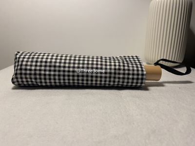 Three3ome 家惹人爱の日系木柄格子伞超复古的禁欲晴雨两用伞 虎窝淘
