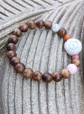 天然沉香朱砂琥珀海蓝宝翡翠紫锂辉转运手串闺蜜礼物