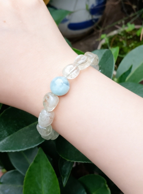 天然绿水晶随型海蓝宝手链女款手串时尚百搭饰品礼物送女友闺蜜