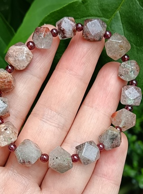 过香炉天然绿幽灵唐八棱珠紫牙乌石榴石上岸手串手链