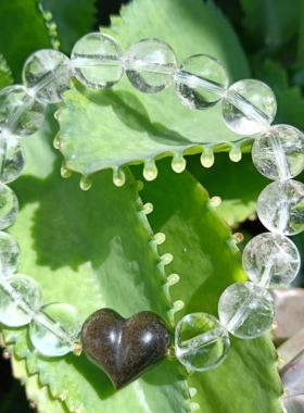 天然水晶白水晶金曜石爱心屁桃手串生日礼物送闺蜜朋友
