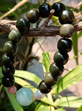 天然海蓝宝红纹石珍珠和田玉手链手串超值高颜值礼物