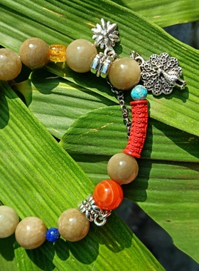 原创和田玉糖玉朱砂帝王砂金箍棒精致小众手串手饰设计感手链