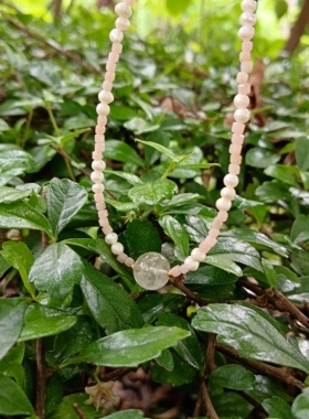 天然2.5mm粉澳宝珍珠金发晶轻奢小众设计感高级锁骨链S925扣项链