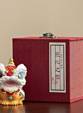 国潮佛山舞狮醒狮创意摆件高级感小众桌面茶桌装饰工艺品生日礼物