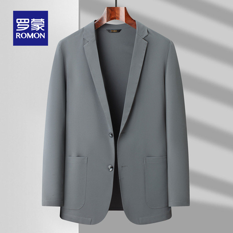 罗蒙西服外套男士2025春秋季免烫抗皱小西服商务高端上衣休闲男装,淘宝优惠券,粉丝福利购,淘宝优惠卷