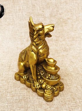 古城 铜狼狗摆件 纯铜家居饰品工艺品