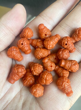 天然保山南红莲花三通满色满肉文玩手串佛头配饰星月菩提配珠三通