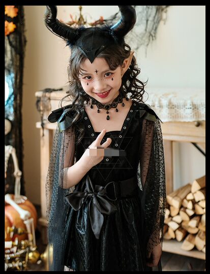 Vestido oscuro de Halloween del poliéster de las mujeres de la ropa del funcionamiento
