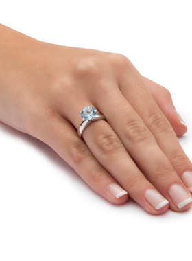 蓝色托帕石925银复古女士戒指