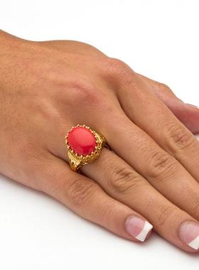 仿珊瑚戒托镀14k复古女士戒指