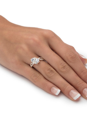 立方氧化锆925银两相聚首女戒指