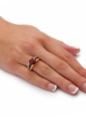 石榴石立方氧化锆925银戒指