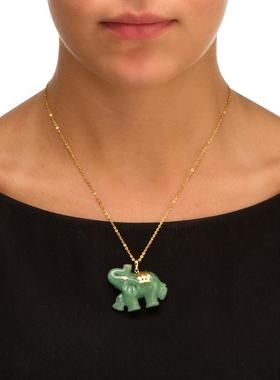 翡翠/蓝宝石14k金(黄金)大象吊坠