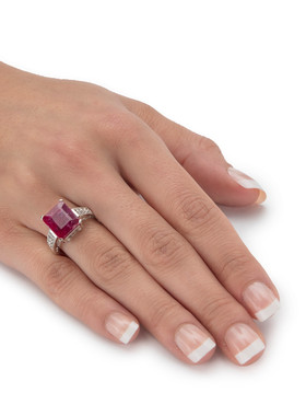 红宝石托帕石925银镂空女士戒指