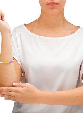 翡翠14k金镶嵌宝石瑞丽风手链