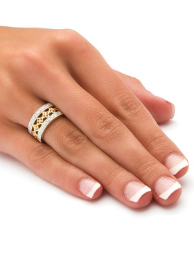 钻石925银镀18k镂空永恒女士戒指