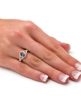 托帕石925银镀18k复古女士戒指