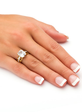 10k金立方氧化锆女士拉丝花戒指