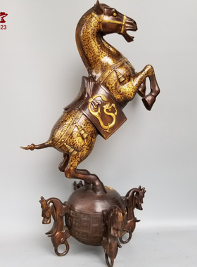 工艺立马发财风水铜器装饰摆件