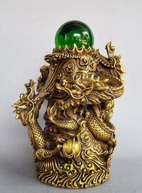 黄铜祝福中式客厅聚宝盆铜龙