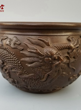 黄铜双龙戏珠聚财装饰摆件