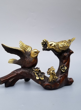 黄铜摆件中式客厅飞枝头