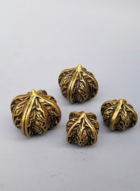 纯铜核桃狮子头灯笼古文玩转运手把件摆件黄铜实心把玩件手握盘球