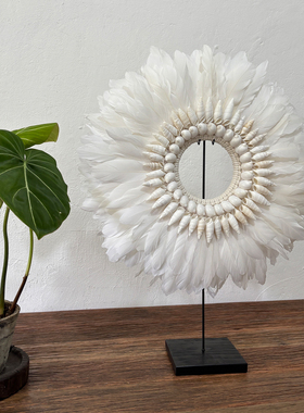 北欧风手工羽毛贝壳摆件