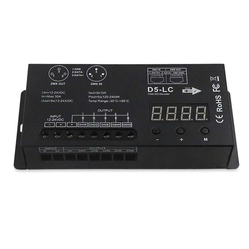 LED单色灯DMX512解码器DC12V-24V控台调光器485通讯512协议控制 - 图2