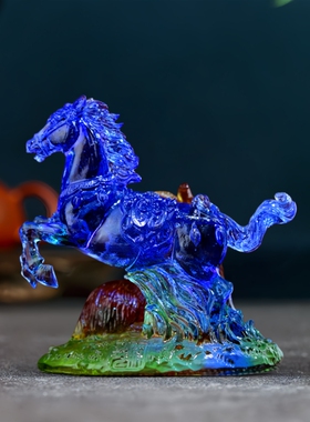 宋韶光2026马年吉祥物马羊喜合牛熊保岁十二生肖吊坠琉璃摆件