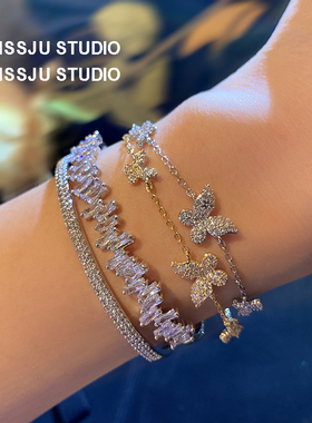 满钻蝴蝶手链项链轻奢碎钻脖子