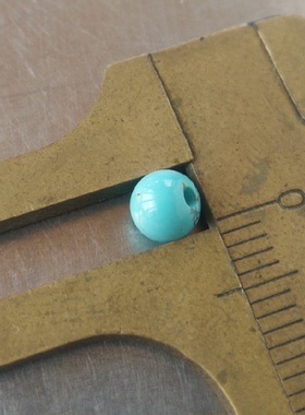 线纹 高瓷 蓝 原矿 绿松石 无优化 圆珠 5mm