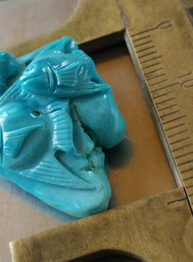 原矿纯天然绿松石云盖寺吊坠