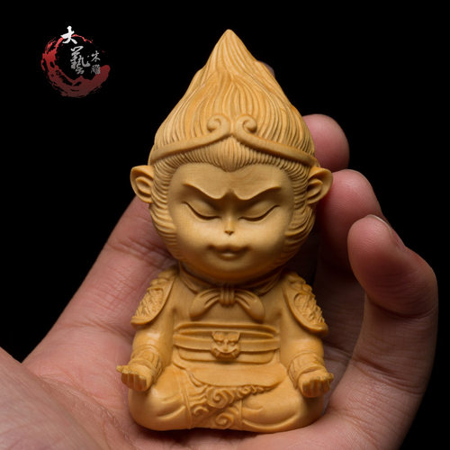 黄杨木雕手把件创意实木雕刻工艺品斗战胜佛车摆件齐天大圣孙悟空 - 图2