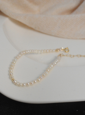 天然淡水小珍珠手链女法式复古