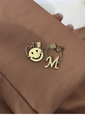 字母笑脸不掉色戒指女金金色指环