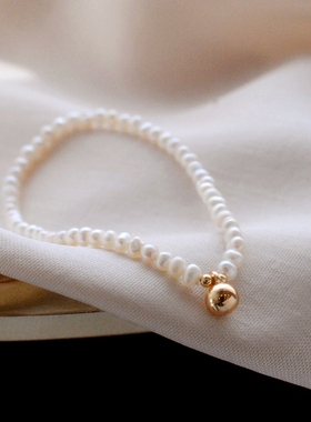 天然淡水小珍珠手链女法式复古