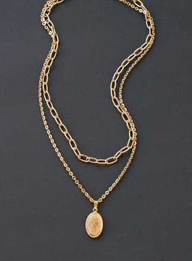 欧美不掉色钛钢项链女铭牌法式