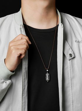 999纯银六字真言莲花转动吊坠